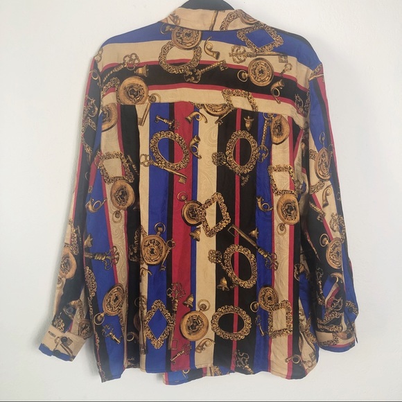 VINTAGE Versace Inspired Silk Button Shirt - Picture 4 of 5